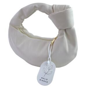 NEW Melie Bianco Alexandra Cream Faux Leather Vegan Zip Hobo Handbag One Size